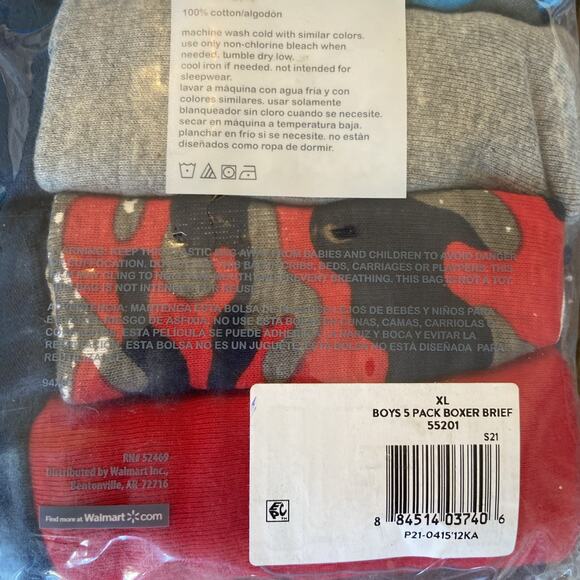 Wonder Nation Boxer Briefs 5 Pack Cotton SZ L10-12, XL 14- 16 Assorted Colors - Picture 7 of 8